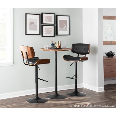 Lumisource Pebble Table Adjusts From Dining To Bar in Walnut and Black TB-PEB BK+WL